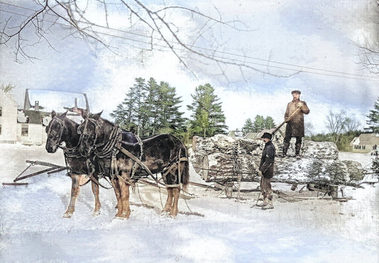 Hauling logs in East Fryeburg