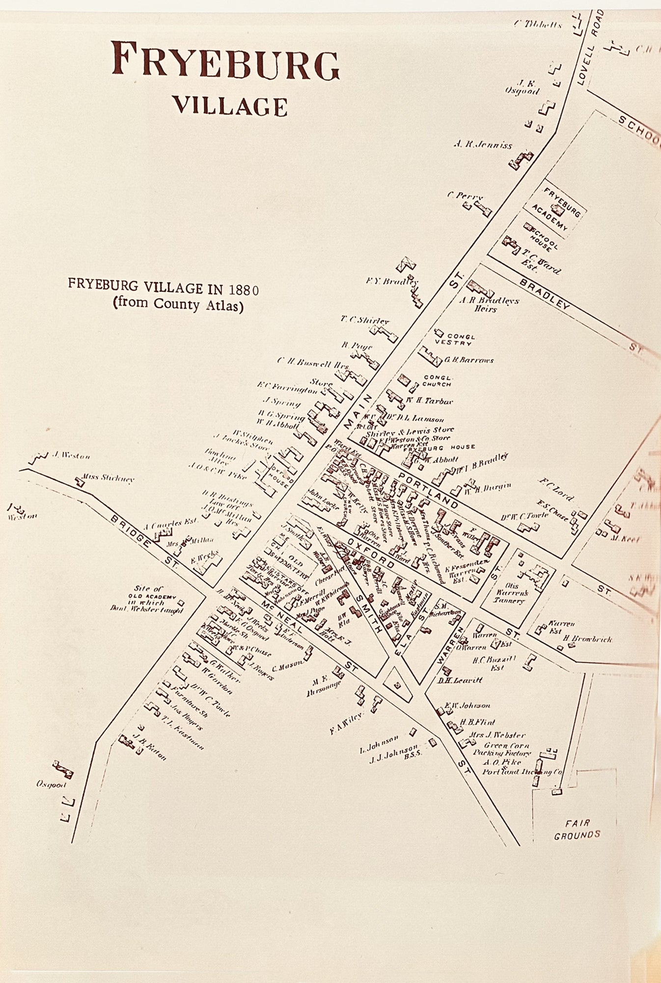Fryeburg Village Map 1880 — 22 x 32