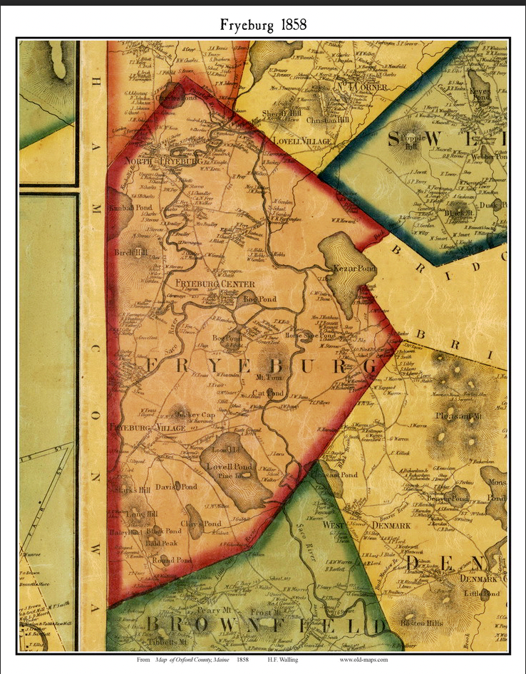MAP OF FRYEBURG 1888  13 X 17